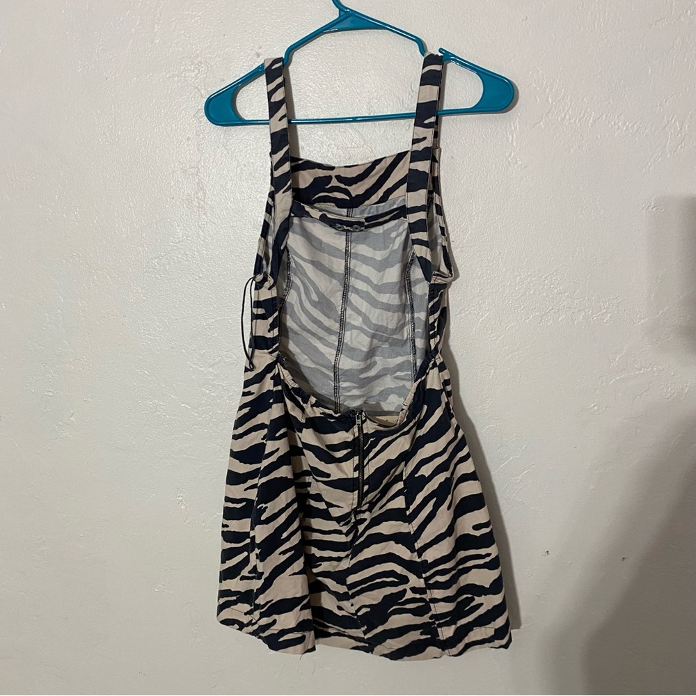 Free People Midnight City Mini Dress M Stretchy Lightweight Fitted Zebra Print - Picture 8 of 15